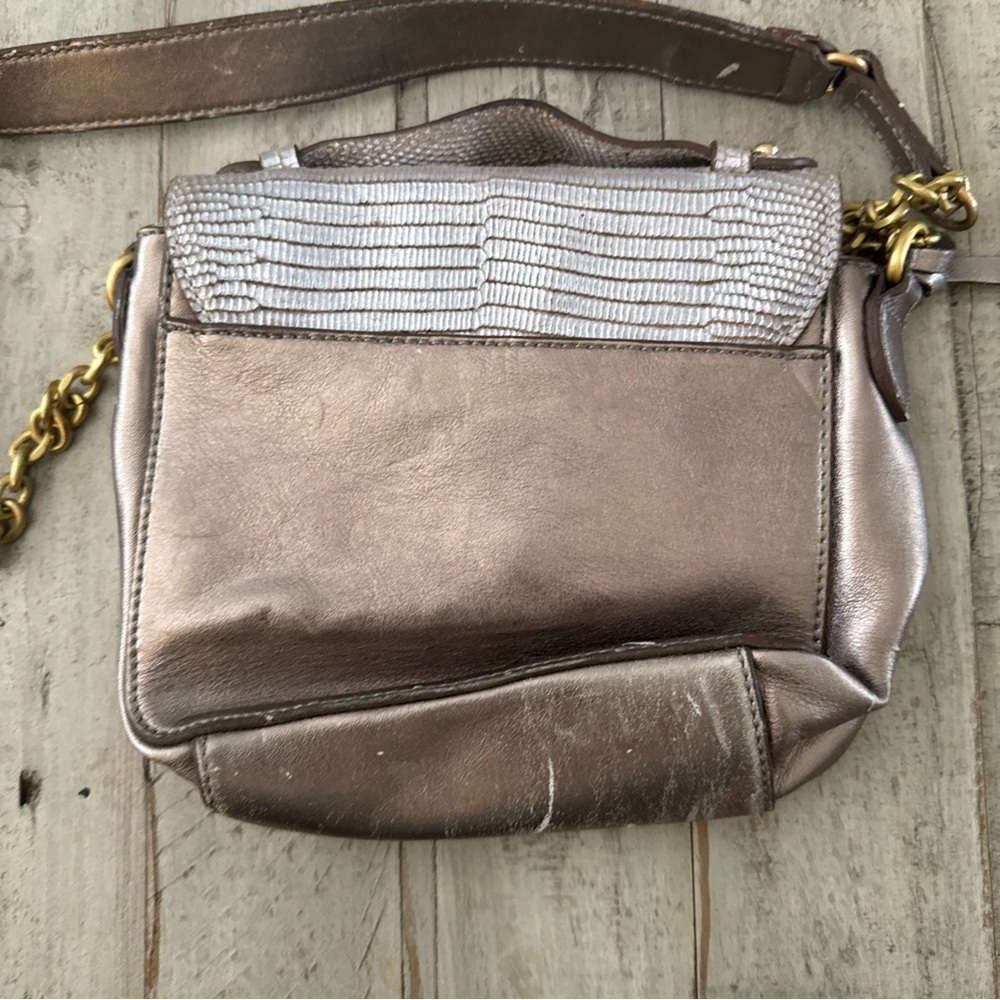 Tahari Metallic Silver Shoulder Bag chain accents - Picture 8 of 10